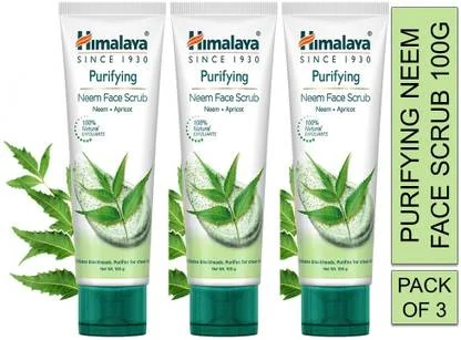 Himalaya Purifying Neem Face Scrub 100g Pack of 3 | Herbal Anti-Acne Scrub for Oily Skin Blackhead Removal image 1