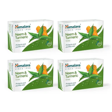 Himalaya Neem and Turmeric Soap Pack of 4 -125g | Herbal Anti‑Bacterial Skin Cleanse Purify Moisturise All Skin Types Natural Ayurvedic Bar thumbnail 0
