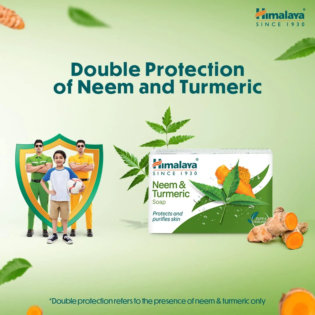Himalaya Neem and Turmeric Soap Pack of 4 -125g | Herbal Anti‑Bacterial Skin Cleanse Purify Moisturise All Skin Types Natural Ayurvedic Bar image 2