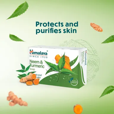 Himalaya Neem and Turmeric Soap Pack of 4 -125g | Herbal Anti‑Bacterial Skin Cleanse Purify Moisturise All Skin Types Natural Ayurvedic Bar thumbnail 2