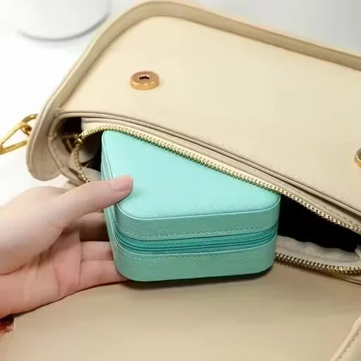 Mini PU Leather Women Jewelry Box | Portable Travel Organizer with 8 Compartments image 2