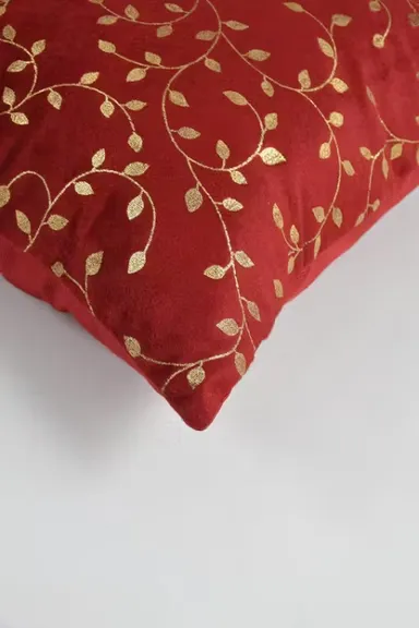 Trimly Velvet Elegance Cushion Covers Set 2-Piece | 16x16 Inch Botanical Design thumbnail 3