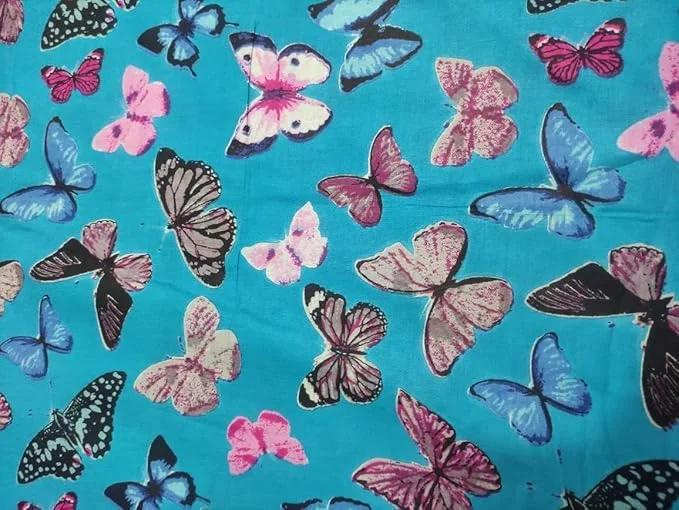 Soft Cotton Printed Fabric Quality Twill Cloth 44 Inch Width for Sofa Upholstery Curtains Cushions Bedcover and Kurti Fabric 1.5 Meter Blue image 2