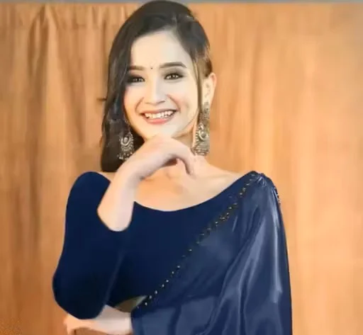 Navy Blue Japan Satin Saree | Bollywood Style | Plain & Elegant image 2