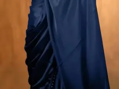 Navy Blue Japan Satin Saree | Bollywood Style | Plain & Elegant thumbnail 2