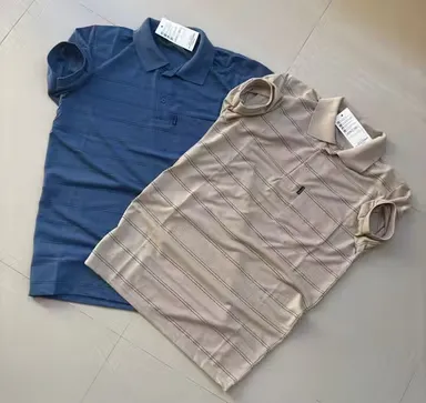 Men Cotton Collar T-Shirt with Pocket | Combo Pack Beige & Blue | Casual Cotton Blend T-Shirt for Men | XXL thumbnail 1
