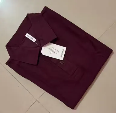 Premium Maroon Cotton Collar T‑Shirt | Half Sleeve | Luxurious Comfort | M Size thumbnail 0
