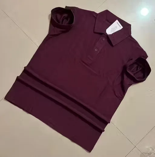 Men Cotton Collar T-Shirt Half Sleeve | Maroon Casual Wear | Comfortable & Stylish | L Size image 3