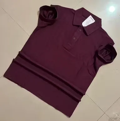 Men Cotton Collar T-Shirt Half Sleeve | Maroon Casual Wear | Comfortable & Stylish | L Size thumbnail 2