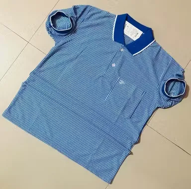 Men’s Blue White Striped Cotton Polo T-Shirt | Pocket | Summer Casual | XL Size thumbnail 1