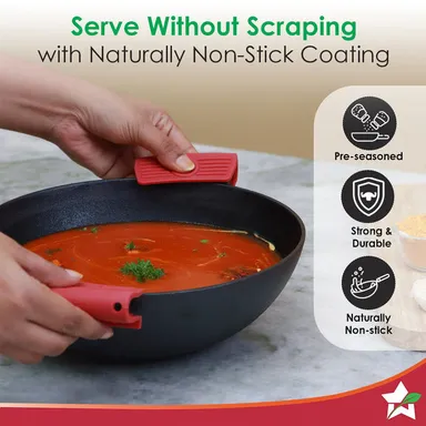 Forza Cast Iron Kadhai 24cm | 1.9L | Pre-Seasoned | Induction Friendly thumbnail 3