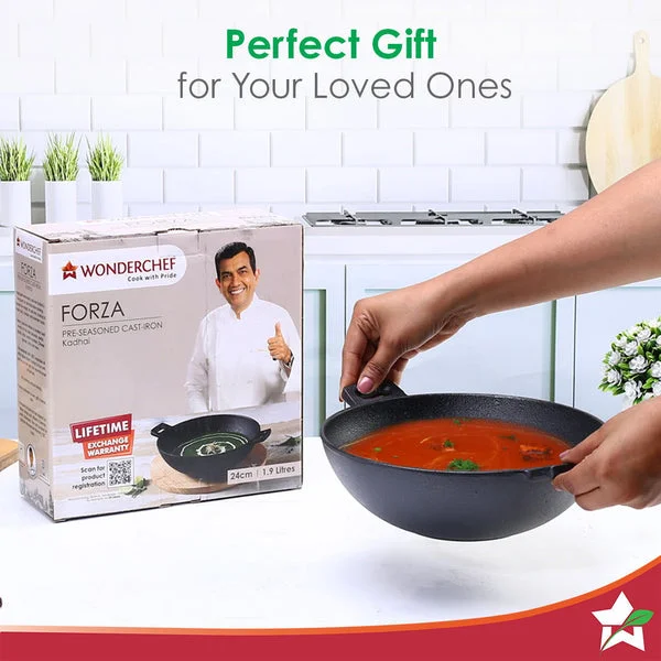 Forza Cast Iron Kadhai 24cm | 1.9L | Pre-Seasoned | Induction Friendly image 8