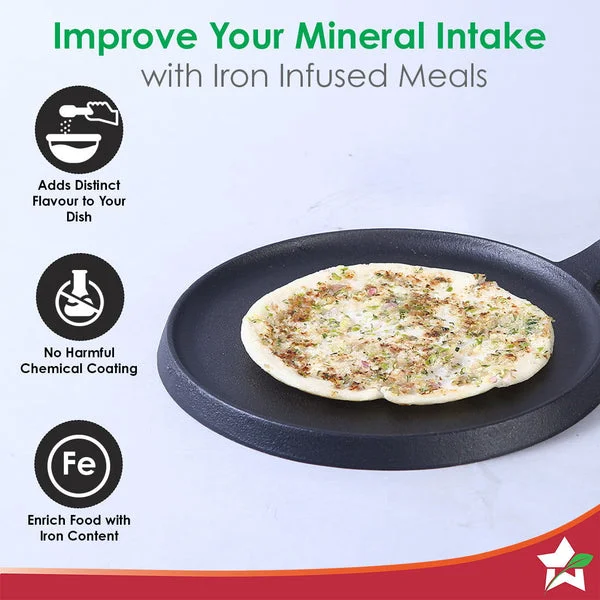 Forza Cast Iron Dosa Tawa | 25cm | Pre-Seasoned | Induction Friendly | Non-Toxic Cookware | Heavy-Duty Pan image 3