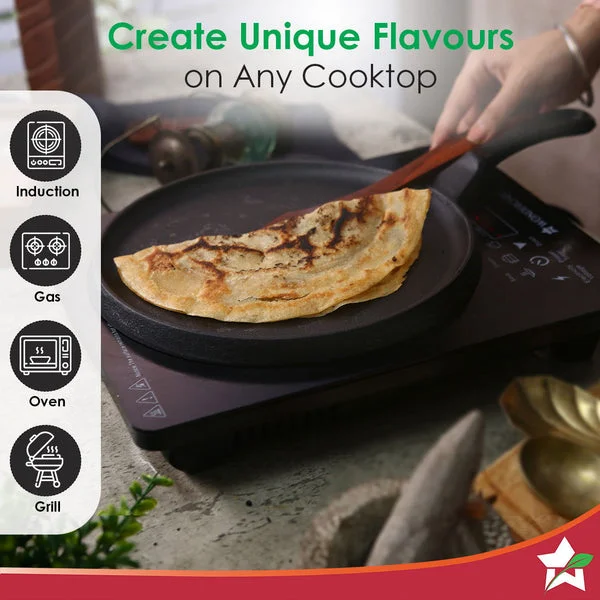 Forza Cast Iron Dosa Tawa | 25cm | Pre-Seasoned | Induction Friendly | Non-Toxic Cookware | Heavy-Duty Pan image 6