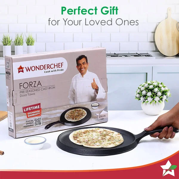 Forza Cast Iron Dosa Tawa | 25cm | Pre-Seasoned | Induction Friendly | Non-Toxic Cookware | Heavy-Duty Pan image 8