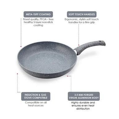 Granite Non-Stick Fry Pan | 26 cm | 5-Layer PFOA Free Coating | Induction & Gas Compatible | Toxin-Free Cooking thumbnail 6