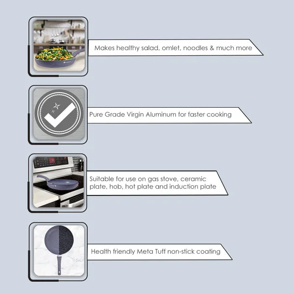 Granite Non-Stick Fry Pan | 26 cm | 5-Layer PFOA Free Coating | Induction & Gas Compatible | Toxin-Free Cooking image 6