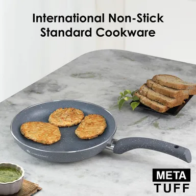 Granite Non-stick Fry Pan 20 cm | Non-Toxic Aluminium | Bakelite Handle | Omelette & Daily Cooking | Grey | Premium Quality thumbnail 2