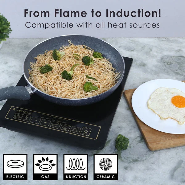Granite Non-stick Fry Pan 20 cm | Non-Toxic Aluminium | Bakelite Handle | Omelette & Daily Cooking | Grey | Premium Quality image 4