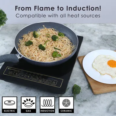 Granite Non-stick Fry Pan 20 cm | Non-Toxic Aluminium | Bakelite Handle | Omelette & Daily Cooking | Grey | Premium Quality thumbnail 3