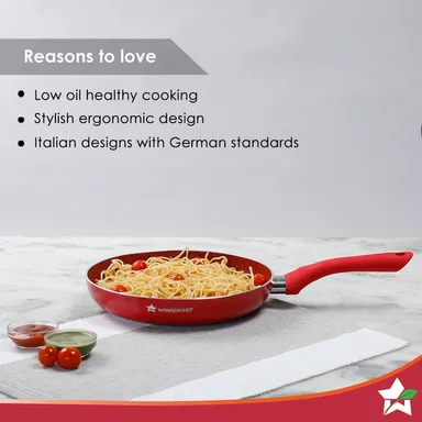 Royal Velvet Fry Pan | 24cm | Non-Stick | Red | Induction Bottom | Soft-Touch Handle | Health-Safe Cookware thumbnail 3
