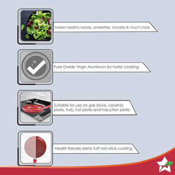 Royal Velvet Fry Pan | 24cm | Non-Stick | Red | Induction Bottom | Soft-Touch Handle | Health-Safe Cookware image 5