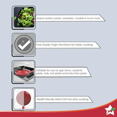 Royal Velvet Fry Pan | 24cm | Non-Stick | Red | Induction Bottom | Soft-Touch Handle | Health-Safe Cookware thumbnail 4