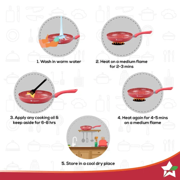 Royal Velvet Fry Pan | 24cm | Non-Stick | Red | Induction Bottom | Soft-Touch Handle | Health-Safe Cookware image 6