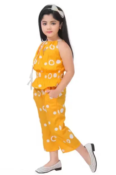 Girls Yellow Polka Dot Top & Pants Set | Stylish Co-ord 6–7 Years thumbnail 0