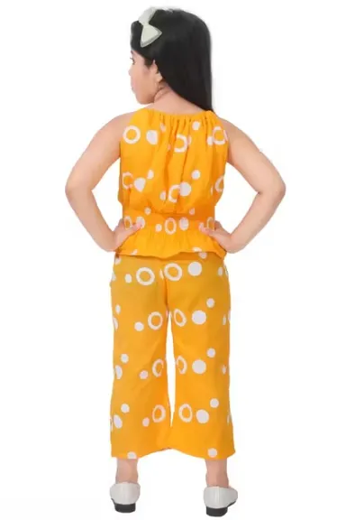 Girls Yellow Polka Dot Top & Pants Set | Stylish Co-ord 6–7 Years thumbnail 1