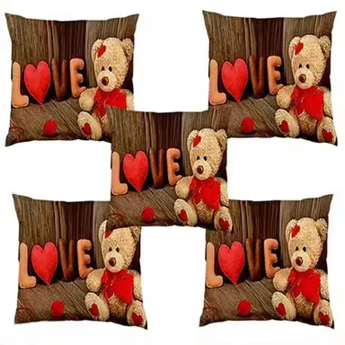 Stylish Polyester Cushion Cover Pack of 5| 16x16 Inch | Digital Art Zipper