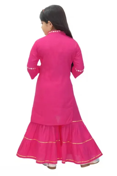 Girls Rayon Kurta & Sharara Set | Pink | 2–3 Years | Soft Ethnic Wear with Dupatta | Festive Outfit for Kids image 2