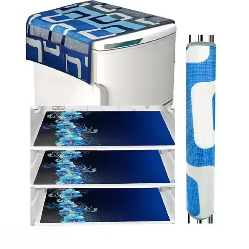 Dustproof Refrigerator Top Cover Combo | 6 Pockets Handle Cover 3 Mats for Home image 1