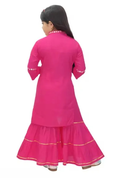 Rayon Pink Sharara Suit for Girls | 6–7 Years | Festive Wear with Dupatta | Soft & Stylish Ethnic Set thumbnail 1
