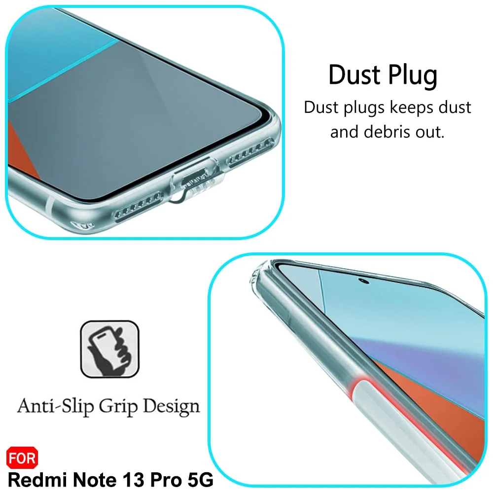 Transparent Shockproof Back Cover for Redmi Note 13 5G | Anti-Yellow Ultra Clear Mobile Case | Soft Edge Cover image 3