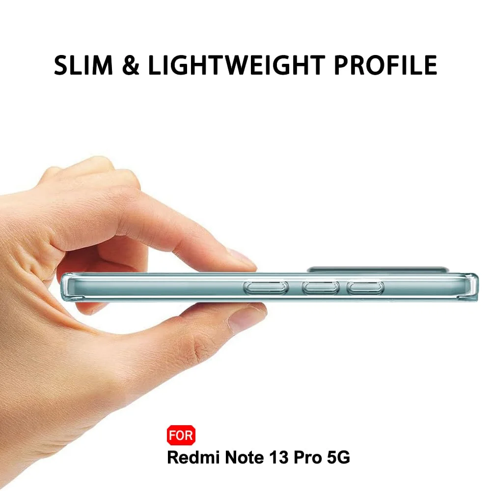 Transparent Shockproof Back Cover for Redmi Note 13 5G | Anti-Yellow Ultra Clear Mobile Case | Soft Edge Cover image 4