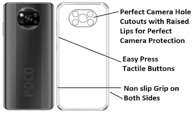 Transparent Shockproof Cover for Poco X3 | X3 Pro | Soft Flexible Clear Bumper | Slim Fit | Camera Protection thumbnail 1