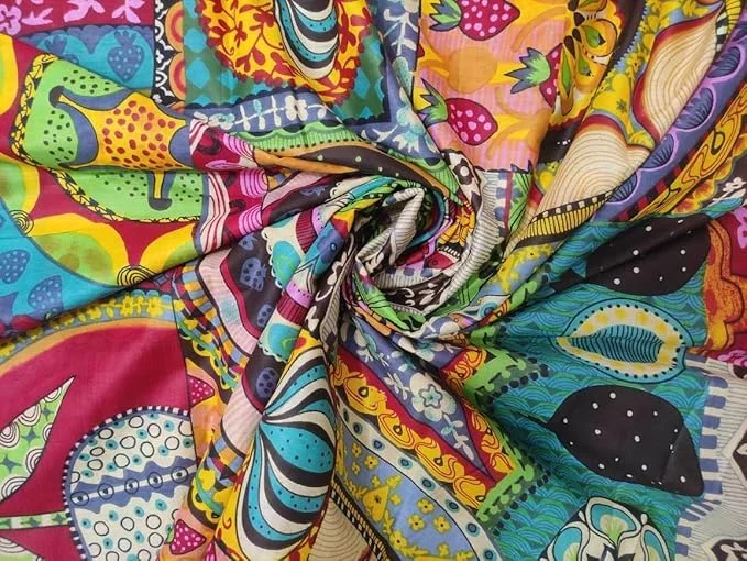 Multicolour Soft Cotton Printed Twill Fabric 5 Meter 60×60 Quality 44 Inch Width Upholstery Cloth for Sofa Curtains Cushions & Kurti Sewing image 1