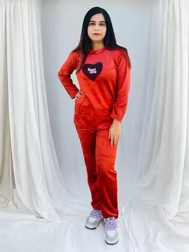 Women Winter Woolen Night Suit Set | Cozy Warm Pajamas | M Size thumbnail 0