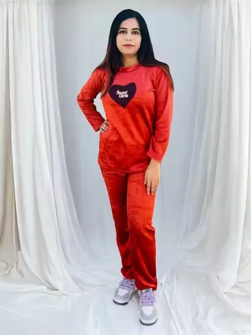 Women Woolen Winter Night Suit Set | Soft Hoodie Pajamas | Luxury Warm Sleepwear | XL Size image 1