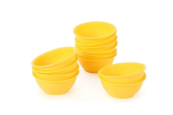 18-Piece Yellow Dinner Set | 6 Big 10-Inch Plates | 6 x 150 ml Bowls | 6 Spoons | Microwave |Dishwasher Safe Unbreakable Food-Grade Plastic Family Dining Set image 3