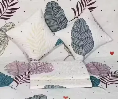 Trimly 5-Piece Double Bedsheet Set with Filled Cushions | Soft Cotton | Summer Comfort