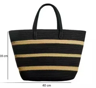 Trimly Striped Jute Shoulder Bag | Stylish Trendy | 1 Compartment thumbnail 3