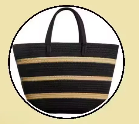Trimly Striped Jute Shoulder Bag | Stylish Trendy | 1 Compartment image 1