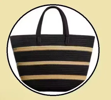 Trimly Striped Jute Shoulder Bag | Stylish Trendy | 1 Compartment thumbnail 0