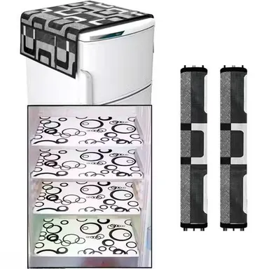 Fridge Top Cover Set | 6 Utility Pockets 2 Handle Covers 4 Mats | Kitchen Storage & Style Upgrade thumbnail 0