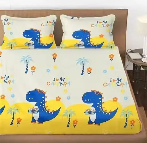 Elastic Fitted King Size Bedsheet | Printed Double Bed with 2 Pillow Covers  image 1