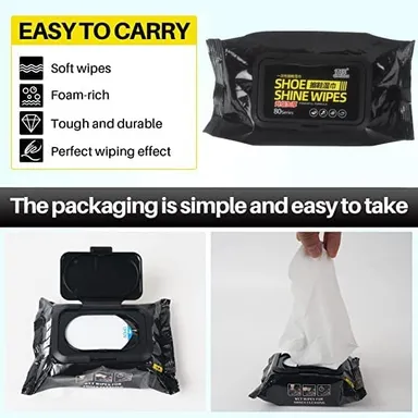 Shoe Shine Cleaning Wipes 80|Count Multi‑Surface Footwear Cleaner| Portable Sneaker Shoe Wipes| Pack for Athletic Casual Shoes | Quick Dirt Stain Removal Travel Friendly thumbnail 2