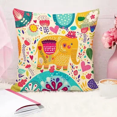 Vibrant Polyester Cushion Cover  | 5 Pieces Multicolor | Home Decor thumbnail 1