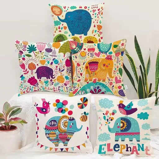 Vibrant Polyester Cushion Cover  | 5 Pieces Multicolor | Home Decor image 1